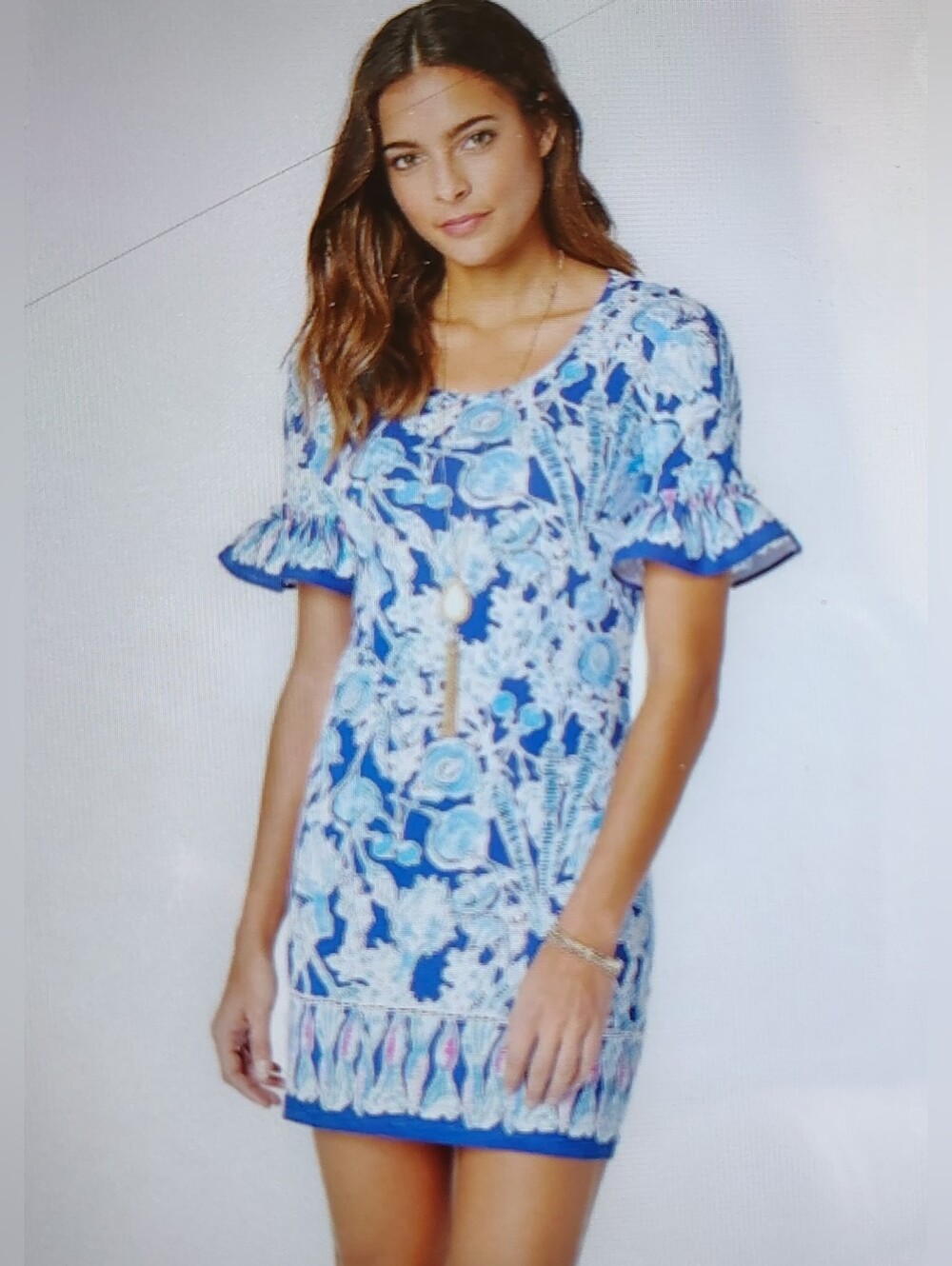 Lilly Pulitzer Jayden Dress - Royal Purple Pretty Peas Ruffle-Sleeve Mini Sz M